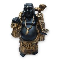 Buda Chinês da Fortuna - Roupa Ouro c/ Pele Negra - Divine Moda Indiana