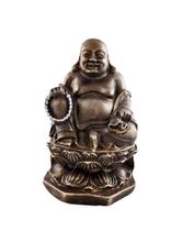 Buda Chines Pequeno Flor De Lotus De Resina Dourado Escuro - Decore Casa