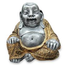 Buda Chinês Sentado - Roupa Ouro c/ Pele Prata
