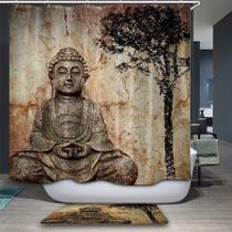 Buda chuveiro cortinas impermeáveis de tecido de poliéster Bath Curt