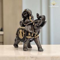 Buda com Elefante 18 Cm Gesso Premium Ideal para Ambientes Zen AVB DECOR