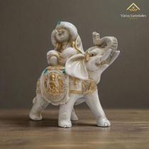 Buda com Elefante 18 Cm Gesso Premium Ideal para Ambientes Zen AVB DECOR