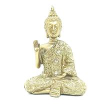 Buda com Pedras G Dourado - Mão Direita Levantada - Master Chi