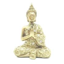 Buda Com Pedras G Dourado - Mãos Unidas - Master Chi