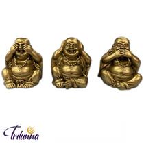 Buda Da Fortuna 06cm Dourado - Sentidos - Conjunto 3pç
