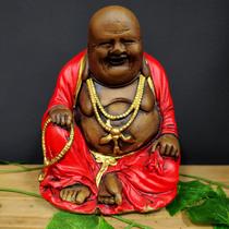 Buda da fortuna sentado vermelho 17cm