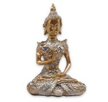 Buda da Reflexão Yoga Orando Buda Gold Brilhante 12 cm