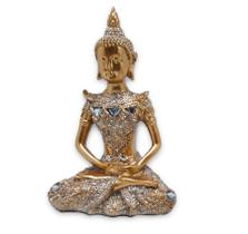 Buda da Reflexão Yoga Refletindo Buda Gold Brilhante 12 cm - Flash