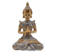 Buda da Reflexão Yoga Rezando Buda Gold Brilhante 12 cm - Flash