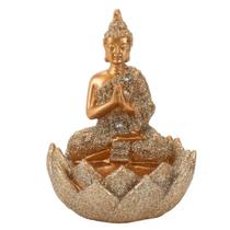 Buda Dourado Porta Vela 10cm - Enfeite Decorativo Resina