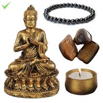 Buda hindu 15cm kit quartzo azul pulseira hematita castical Buda hindu 15cm kit quartzo azul pulseira hematita castical