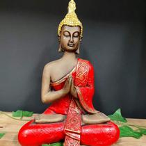 Buda hindu envelhecido com vermelho 33cm Buda hindu envelhecido com vermelho 33cm