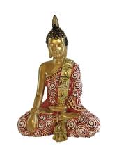 Buda Hindu Estatua Resina Decoração 14,5cm Dourado Vermelho - Coisaria