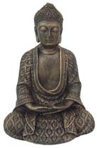 Buda Hindu Grande de Resina cor Ouro velho 23,5 cm altura chakras meditação budismo