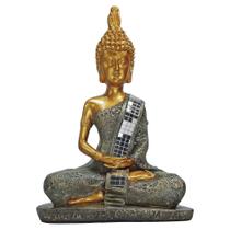 Buda Hindu Tailandês Sidarta Decor Resina Estátua Dourado - M3 Decoração