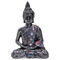 Buda Hindu Tibetano Chakras Estátua Chumbo Metalizado 13cm