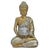 Buda Hindu Tibetano Decoração Castiçal 3 Velas Dourado/Prata Buda Hindu Tibetano Decoração Castiçal 3 Velas Dourado/Prata