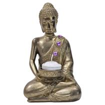 Buda Hindu Tibetano Enfeite Decoração Castiçal 3 Velas Ouro