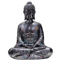 Buda Hindu Tibetano Imagem Estátua Chumbo Metalizado De 22cm