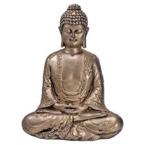 Buda Hindu Tibetano Imagem Estátua Em Dourado Acetinado 22cm - M3 Decoração