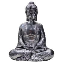 Buda Hindu Tibetano Imagem Estátua Prata Metalizado De 22cm