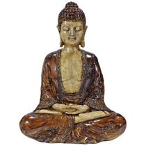 Buda Hindu Tibetano Sidarta Estátua Grande Imitação Madeira - M3 Decoração