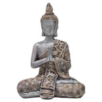 Buda Hindu Tibetano Sidarta Orando Imagem Zen Prata/Dourado