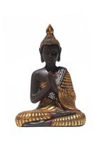 Buda Hindu Tibetano Tailandês Em Resina Dourado 12,5cm