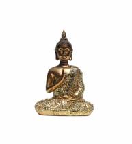 Buda Hindu Tibetano Tailandês Em Resina Dourado Brilho 12cm