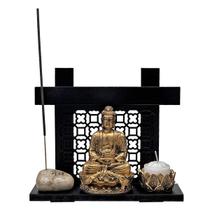 Buda Incenso Pedra Japonesa Amor Esperança Paz Vida Dourado