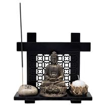 Buda Incenso Pedra Japonesa Amor Esperança Paz Vida Ouro - M3 Decoração
