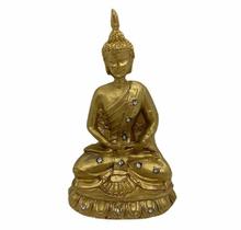 Buda Meditando 13 Cm Em Resina Dourado