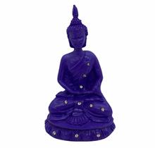 Buda Meditando 13 Cm Em Resina Roxo - Lua Mística - 100% Original - Loja Oficial