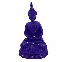 Buda Meditando 13 Cm Em Resina Roxo