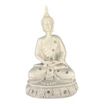 Buda Meditando Branco em Resina 13 cm - META ATACADO