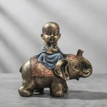Buda Meditando em Cima do Elefante da Sorte Pequeno de Resina - Decore Casa Buda Meditando em Cima do Elefante da Sorte Pequeno de Resina - Decore Casa
