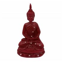 Buda Meditando Vermelho Em Resina 12 Cm - Bialluz Presentes