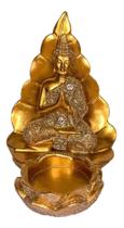 Buda porta vela dourado 12 cm