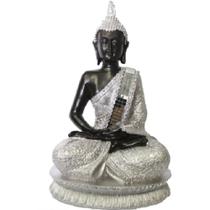 Buda Prata E Preto Com Espelhos Meditando - Fx047