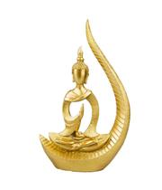 Buda Sentado Arco Doutado 26.5cm - Enfeite Decorativo Resina