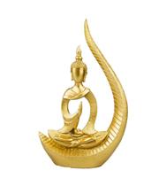 Buda Sentado Arco Doutado 26.5cm - Enfeite Decorativo Resina