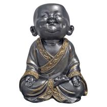 Buda Sorridente Estátua Monge Chinês Enfeite Zen Decorativo