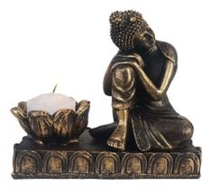 BUDA TAILANDES Com CASTICAL Dourado Resina