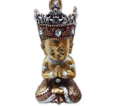 Buda Tailandês da Prosperidade Orando Vermelho Gold 12cm - Flash