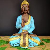 Buda tailandês envelhecido com azul 30cm Buda tailandês envelhecido com azul 30cm