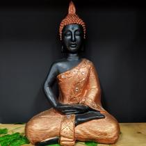 Buda tailandês preto com bronze 44cm Buda tailandês preto com bronze 44cm