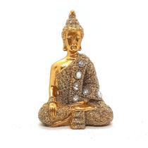 Buda Tailandês Refletindo Dourando Brilhante Buda 9 cm