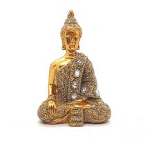 Buda Tailandês Refletindo Dourando Brilhante Buda 9 cm