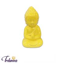 Buda Tibetano 09,5cm Cerâmica Amarelo - Trilunna