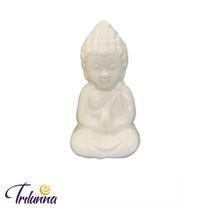 Buda Tibetano 09,5cm Cerâmica Branco - Trilunna
